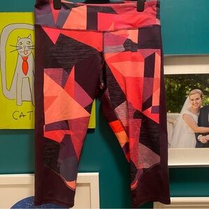 Champion C9 Capri Leggings Purple Orange Geometric Pattern - Size XL